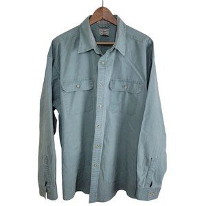 LL. Bean Utility Denim Button Down Shirt Men's size XL Green Double Chest Pocket